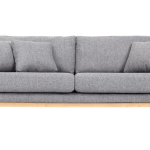 canapé scandinave déhoussable 3 places en tissu gris clair et bois clair oslo