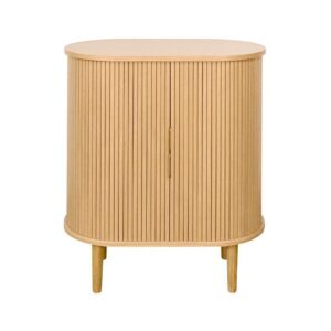 buffet haut vintage avec portes coulissantes bois clair chêne l70 cm epic