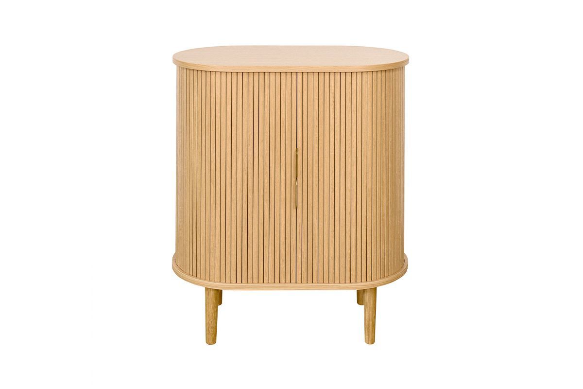 buffet haut vintage avec portes coulissantes bois clair chêne l70 cm epic