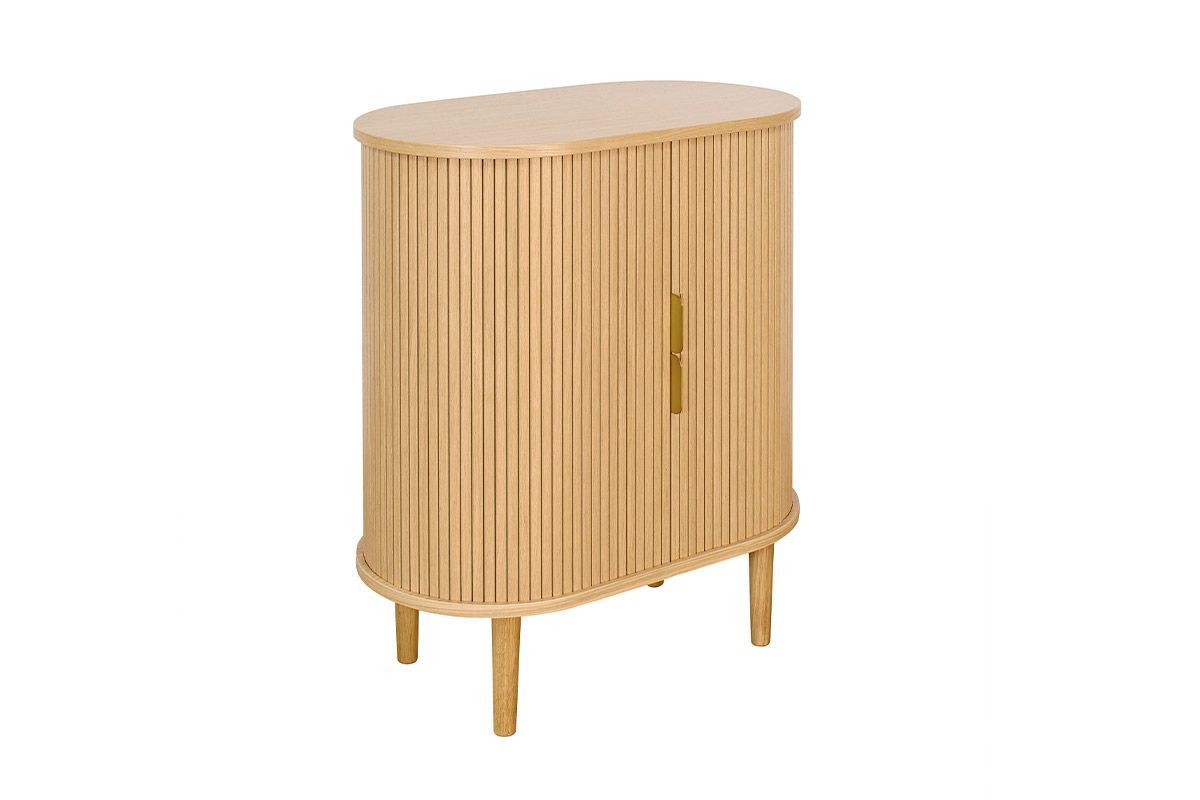 buffet haut vintage avec portes coulissantes bois clair chêne l70 cm epic