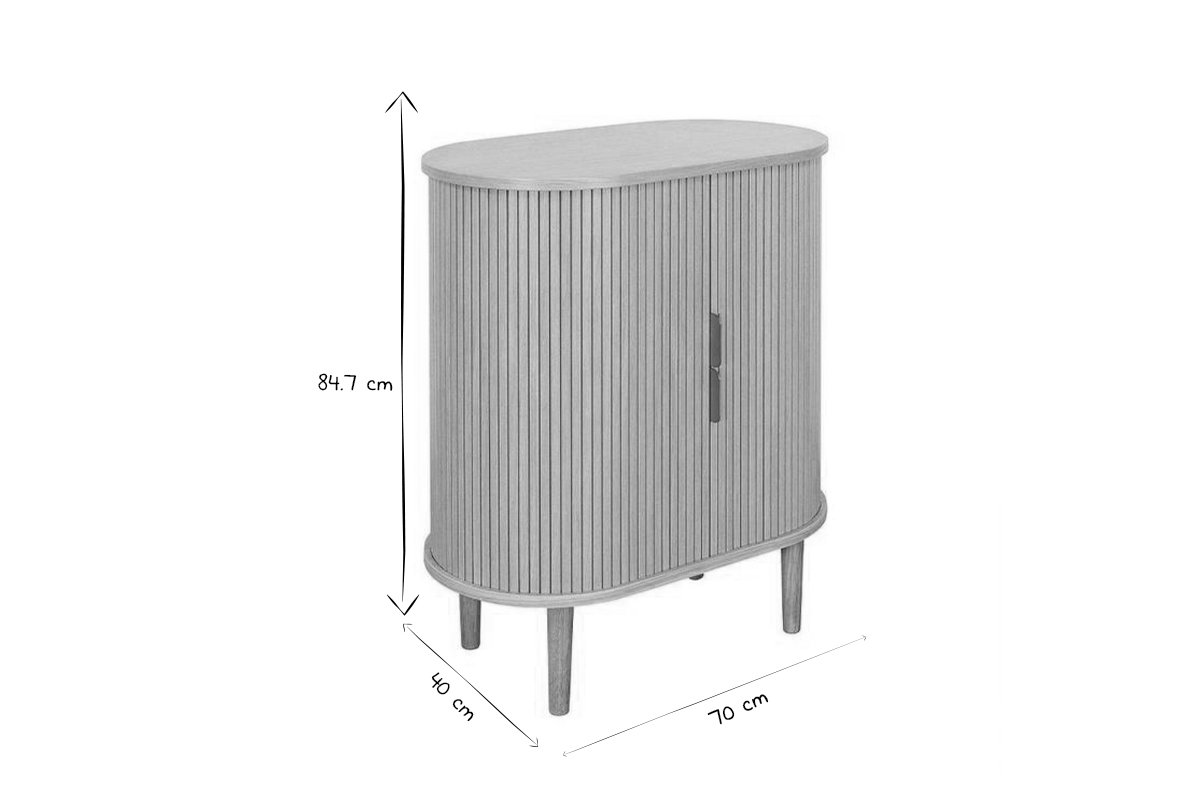 buffet haut vintage avec portes coulissantes bois clair chêne l70 cm epic