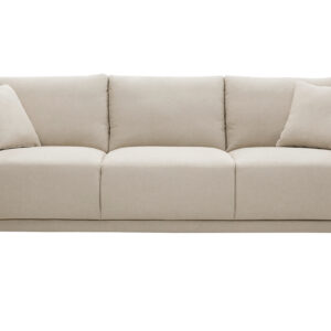 canapé 3 places en tissu beige et bois clair munik