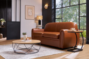 canape convertible vintage 3 places cuir marron et bois noir avec matelas 9 cm club 49660 6814dbd3b1a14 1200 800 0