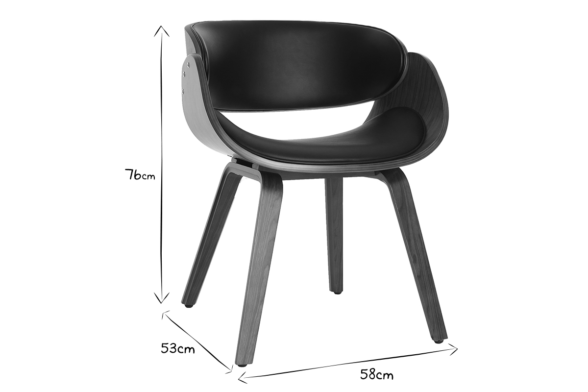 chaise design noir et bois foncé noyer bent chaise design noir et bois foncé noyer bent