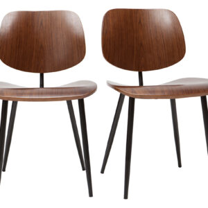 chaises en bois foncé noyer et métal noir (lot de 2) tobias