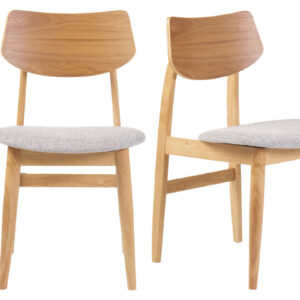 chaises scandinaves en bois clair et tissu gris clair (lot de 2) elion