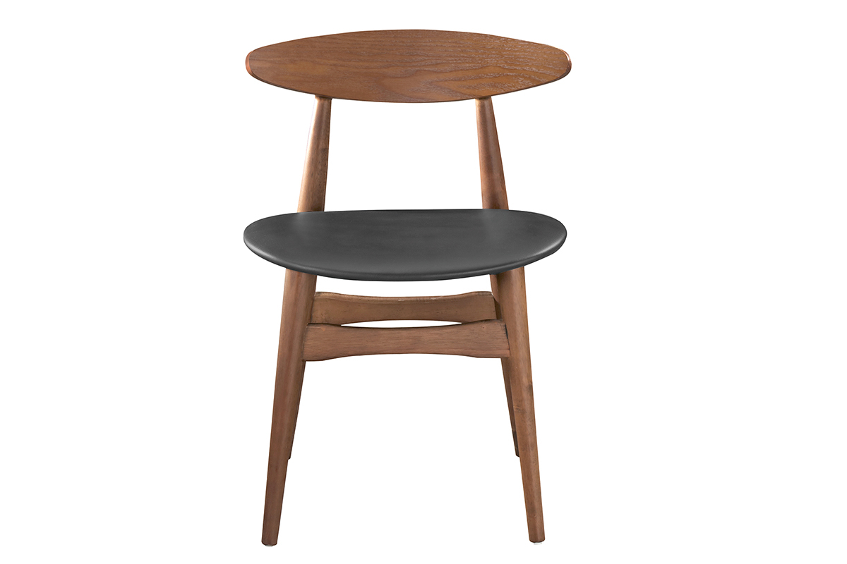 chaises vintage en bois foncé et noir (lot de 2) walford