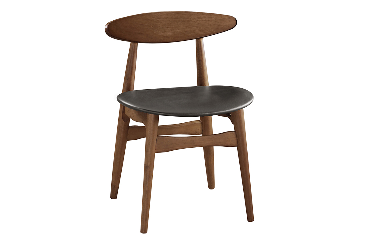 chaises vintage en bois foncé et noir (lot de 2) walford