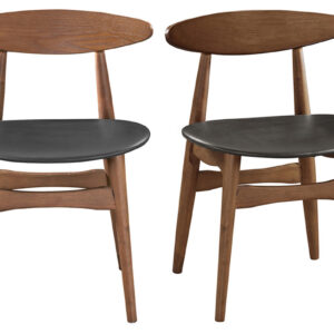 chaises vintage en bois foncé et noir (lot de 2) walford