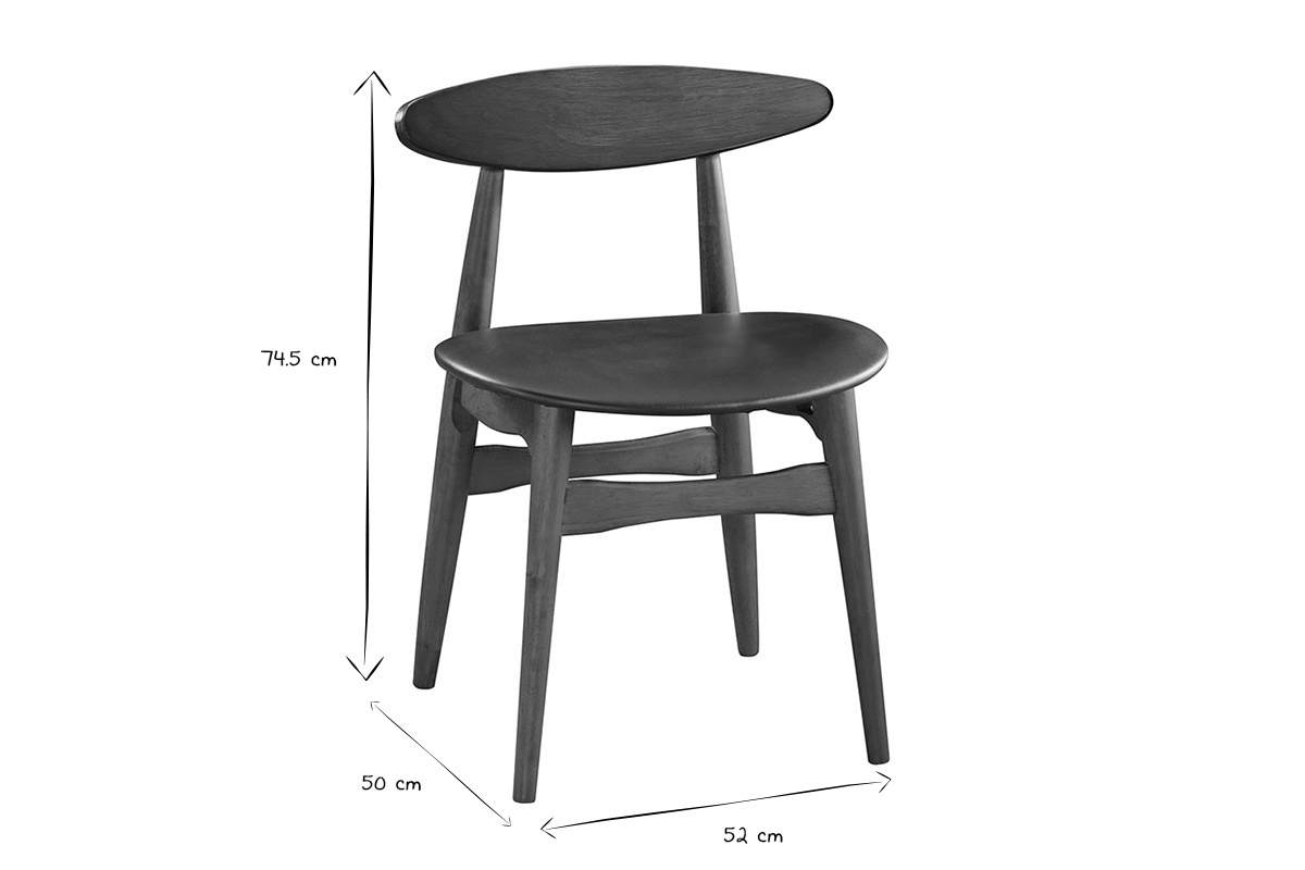 chaises vintage en bois foncé et noir (lot de 2) walford