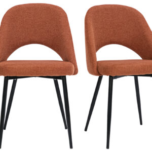 chaises vintage en tissu effet velours texturé terre brûlée et métal noir (lot de 2) cosette
