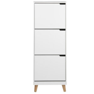 meuble à chaussures scandinave blanc et bois 3 casiers l47 cm mitraa